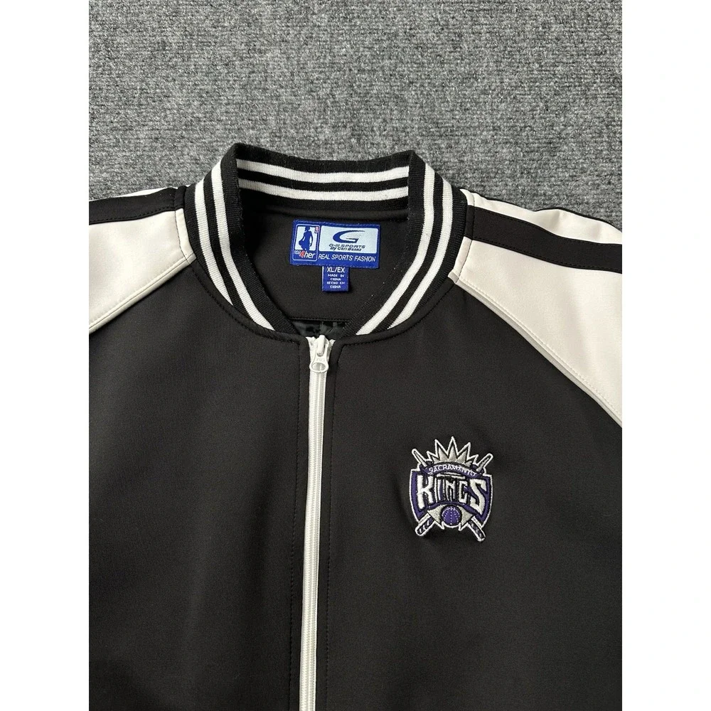 Womens Short Length Jacket Sacramento Kings Black White Zip Up NBA, Size XL - Picture 3 of 11